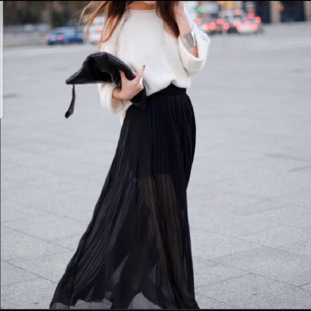 BCBG MAXAZRIA Sunburst pleated maxi skirt.